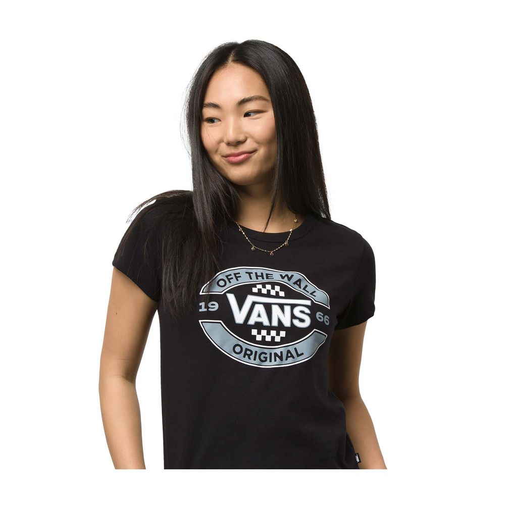 Camiseta De Algodon Negra Center Fire Mini Mujer Vans VN0A7RTEBLK vansec