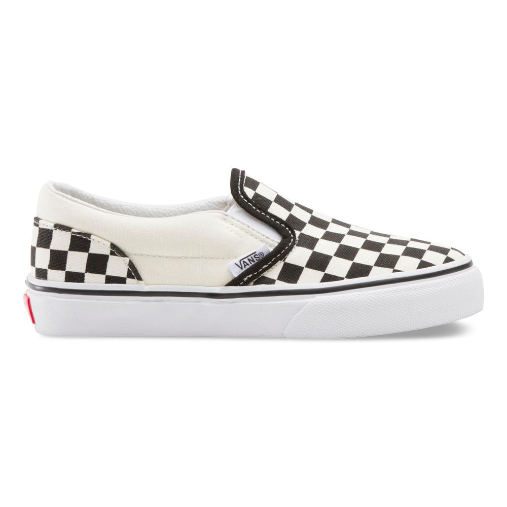 Zapatos-Clasicos-Negros-Slip-On-Checkerboard-Niños-Vans