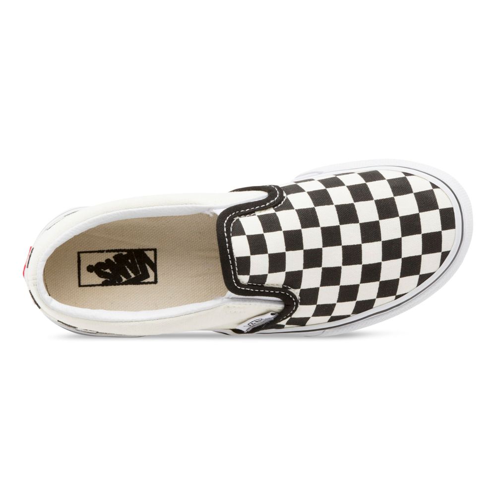 Zapatos-Clasicos-Negros-Slip-On-Checkerboard-Niños-Vans