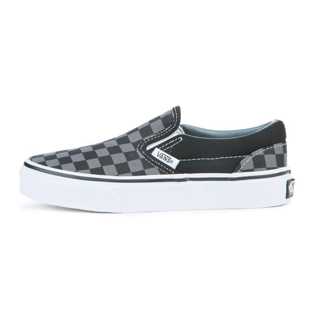 Zapatos-Clasicos-Negros-Slip-On-Checkerboard-Pewter-Niños-Vans