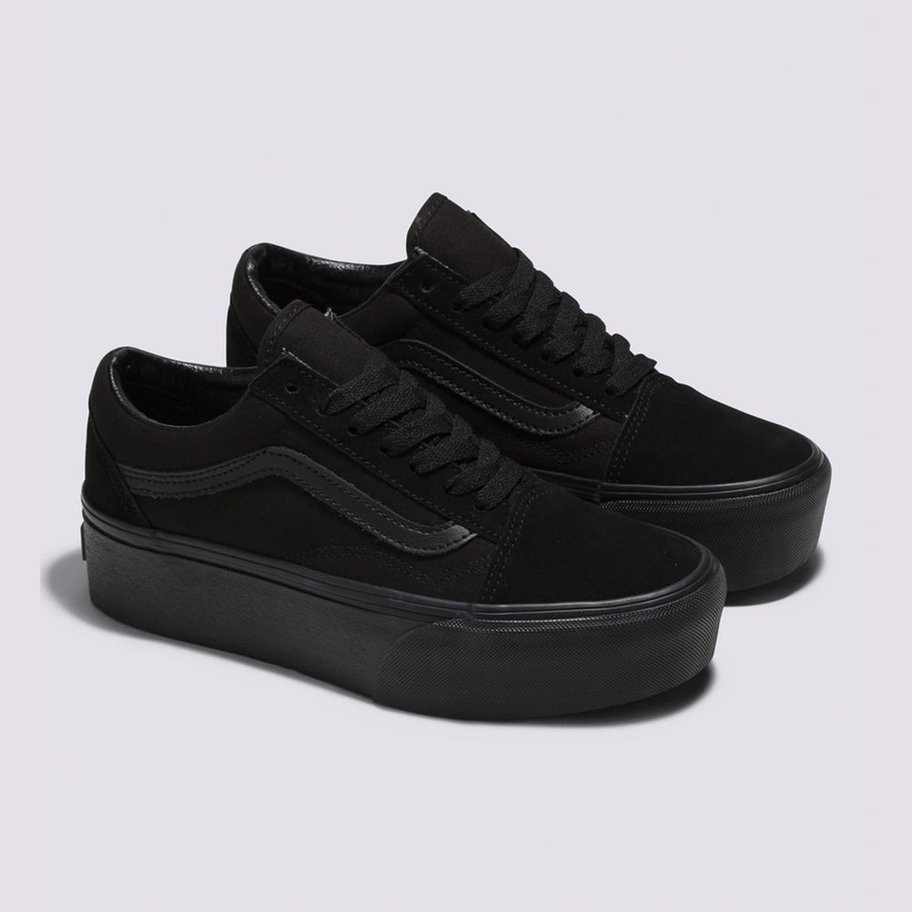 Zapatos-Clasicos-De-Plataforma-Negros-Old-Skool-Vans