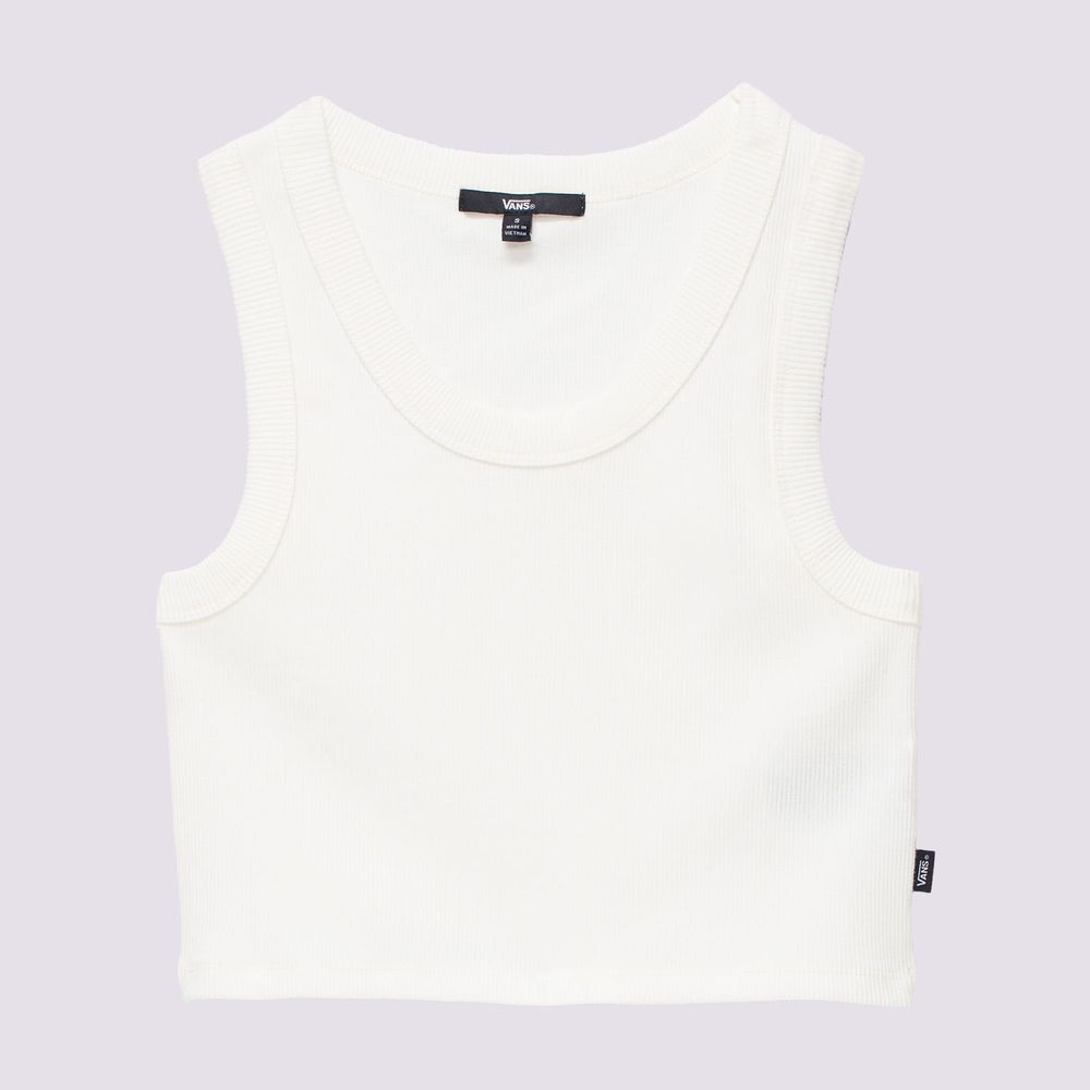 Compra Camiseta Crop Top Blanca Drew Rib Tank Mujer en Vans Ecuador Tienda Oficial vansec