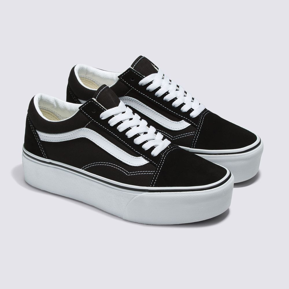 Zapatos-Clasicos-De-Plataforma-Negros-Old-Skool-Suede-Vans