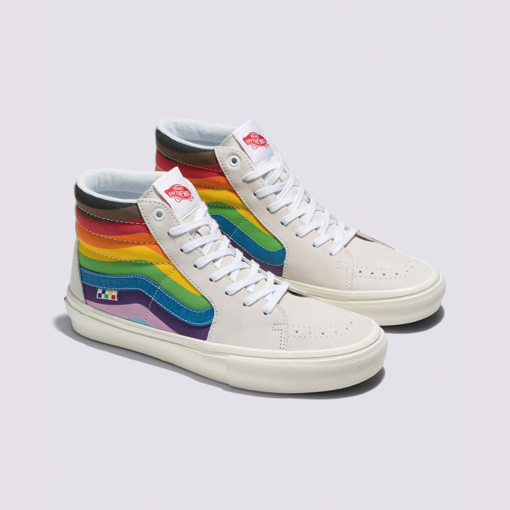 Zapatos-Bota-Skate-Blancos-Sk8-Hi-Pride-Vans-Talla--10M