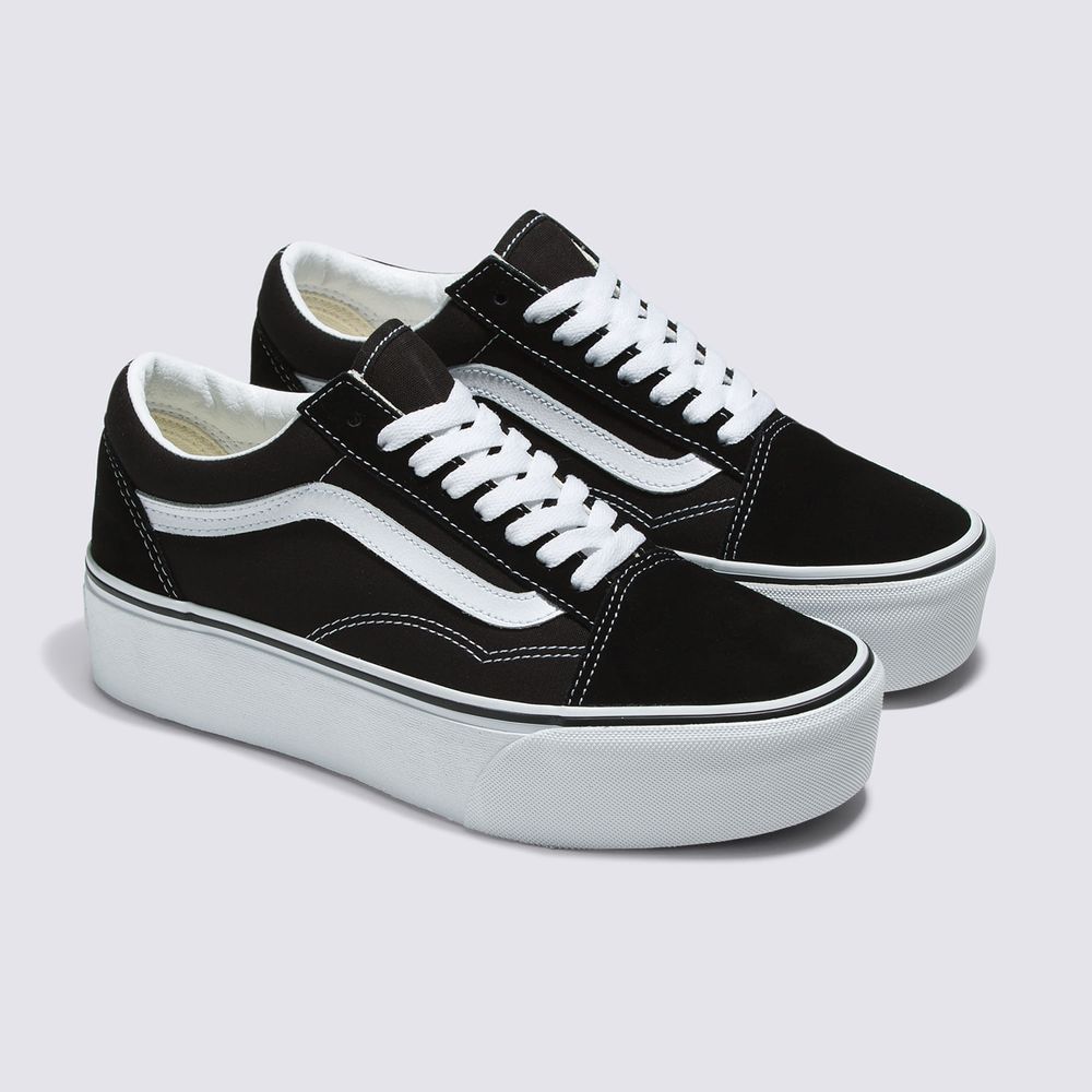 Zapatos-Clasicos-De-Plataforma-Negros-Old-Skool-Suede-Vans